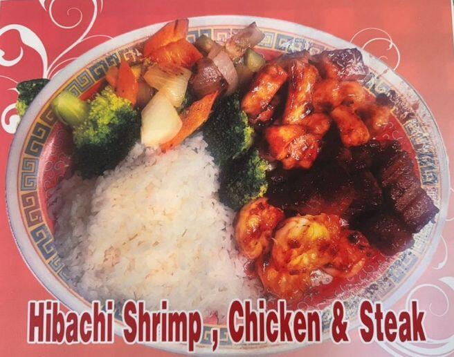 Hibachi Chicken. Steak and Shrimp